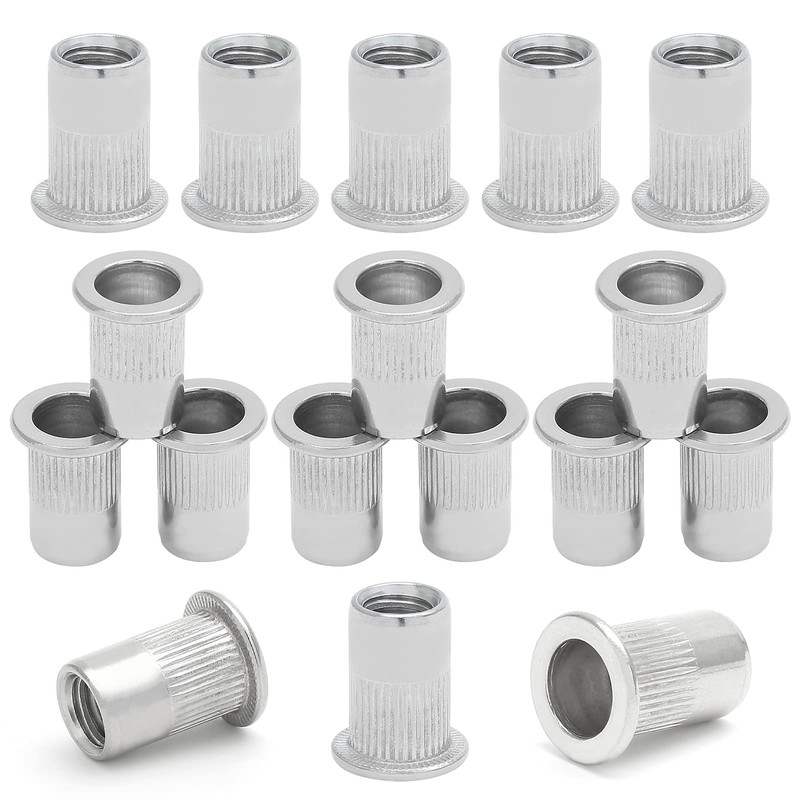 Qjaiune 20PCS 3/8"-16 Stainless Steel Threaded Insert Rivet Nut, 3/8-16UNC