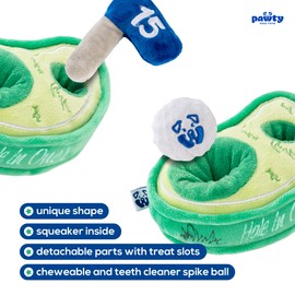 PAWTY Golf Dog Toy - Interactive Plush Snuffle Enrichment Toy - Cute Unique Design Birthday Gift - Small Medium Puppies - Durable Fun Chew Resistant Teething Toy - Squeaker Chew Resistant Ball