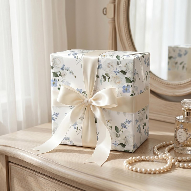 WRAPLULU Floral Wedding Wrapping Paper Roll - 17.5 Inches *