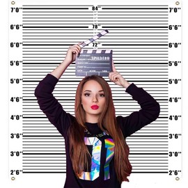 Zliisang 4.3 x 4.9ft Mugshot Backdrop for Photoshoot Arrested Height Photography Background Photo Booth Props Backdrop Murder Mystery Party Decorations Mugshot Signs for Birthday Bachelorette Party