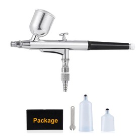 Pure Copper 0.3mm Gravity Feed Dual-Action Airbrush Paint Spray Gun Kit Set with 40cc Capacity Cup and 20cc Capacity Cup