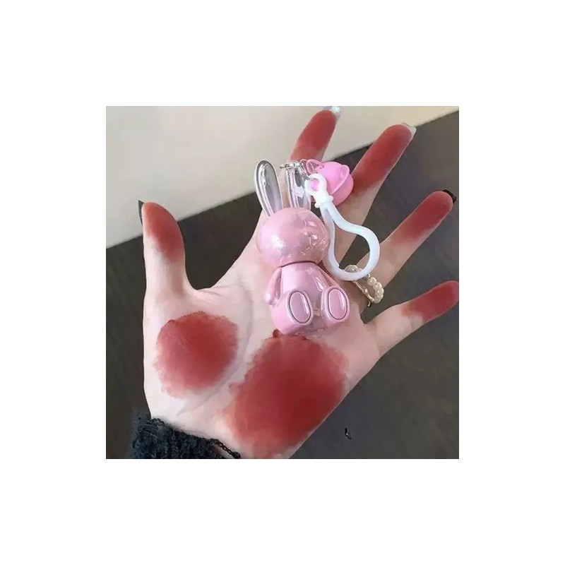 Gege Bear Labial Llavero Conejo Kawaii Mate Lipstick Coreano