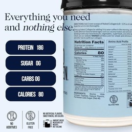 NAKED Caramel Collagen Peptides Protein Powder, 25 Servings, Pasture-Raised, Grass-Fed Hydrolyzed Collagen Supplement, Paleo Friendly, Non-GMO, Keto, 