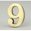 Address Number 9-2 Inch Solid Adhesive Brass Numbers for House, Door, Address Plaque, Mailbox | Satin Metallic Surfaces