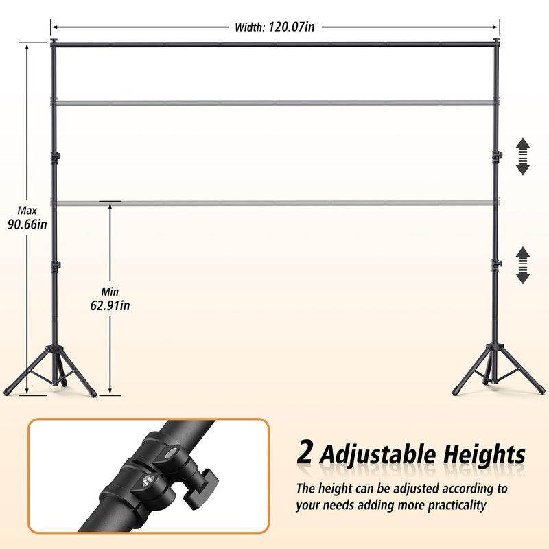 Forlogic Backdrop Stand 10x7.5ft(WxH), Heavy Duty Adjustable Photo Back Drop