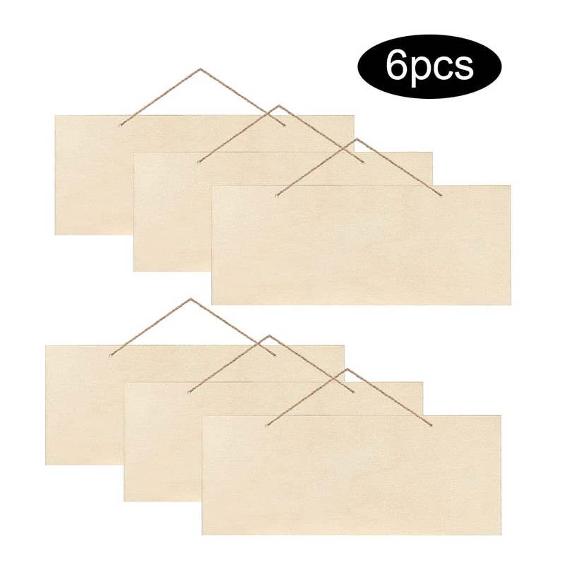 Hazrcvr Wooden Signs for Writing 6 Pieces Unfinished Wooden Sign