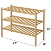 ROMGUAR CRAFT 3 Tier Bamboo Shoe Rack for Closet Free