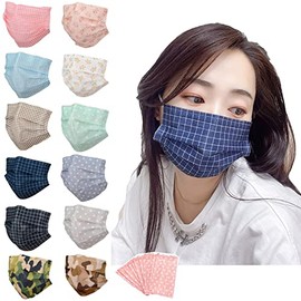 [Amalet Roses] マスク 不織布 カラー 迷彩柄 使い捨て 大人用 不織布マスク 三層構造 ウイルス 花粉対策 飛沫防止 mask color (迷彩柄グリーン, 30枚)