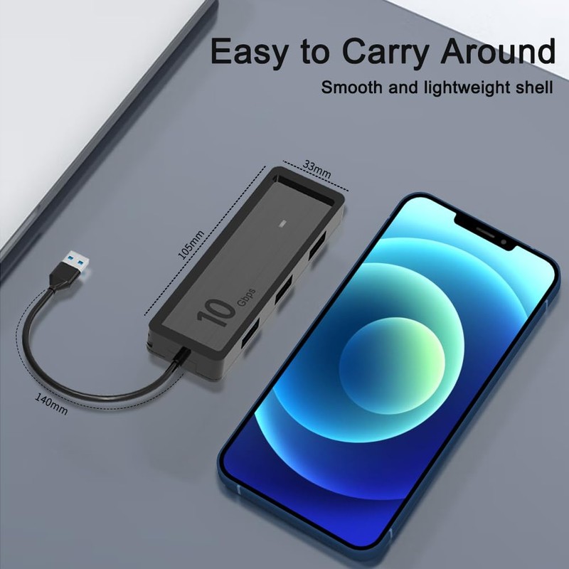 Concentrador USB C de 10 Gbps, concentrador USB 3.2 de