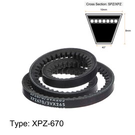 sourcing map XPZ670/3VX265 V-Belt Drive Belt 670 mm Pitch Length Rubber for Gearbox