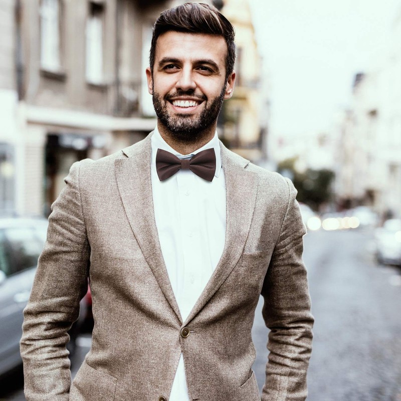 HISDERN Bow Tie Pre-Tied Men's Bow Tie with Pocket Square
