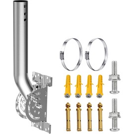 Aerial Mast with Reinforced Pin, Solid Stainless Steel J Bar (3.5cm x 30cm), Compatible with Wall, Gutter or Roof Installations, Suitable for Outdoor Access Points