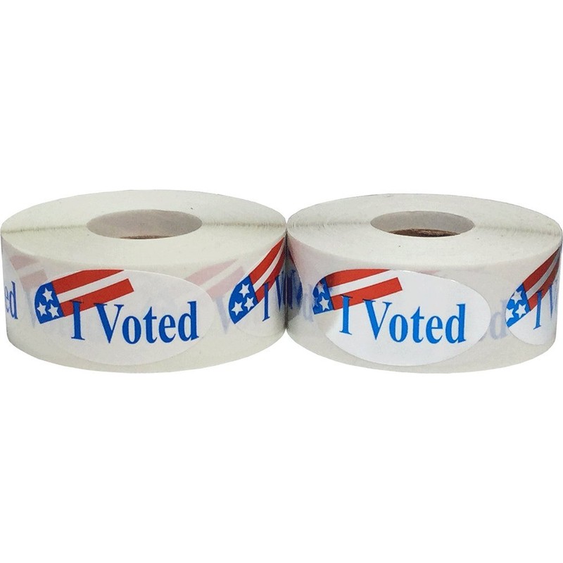 I Voted Stickers 2 x 1 Oval Shape Bulk Pack