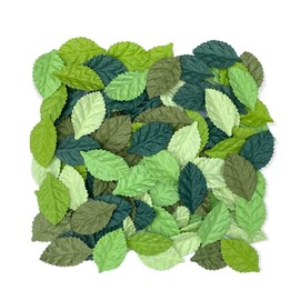 Artificial Leaves 100 pcs Mulberry Paper Roses Leaves 45x25mm DIY Craft Scrapbooking Wedding DIY Craft Supplies Card (Green Tone)