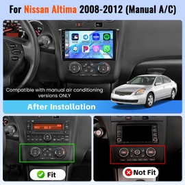 4+64GB Realdio Android 15 Car Radio for Nissan Altima 2008-2012 (Manual A/C) Wireless CarPlay/Android Auto, 9 Inch Touchscreen for Civic Car Stereo, Bluetooth5.0 FM/RDS 32EQ GPS WiFi UI +Backup Camera