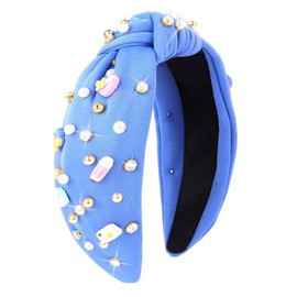 Jaciya Blue Knotted Headband for Women Girls Kawaii Teacher Hair Accessories Pearl Headband Teacher Appreciation Gifts