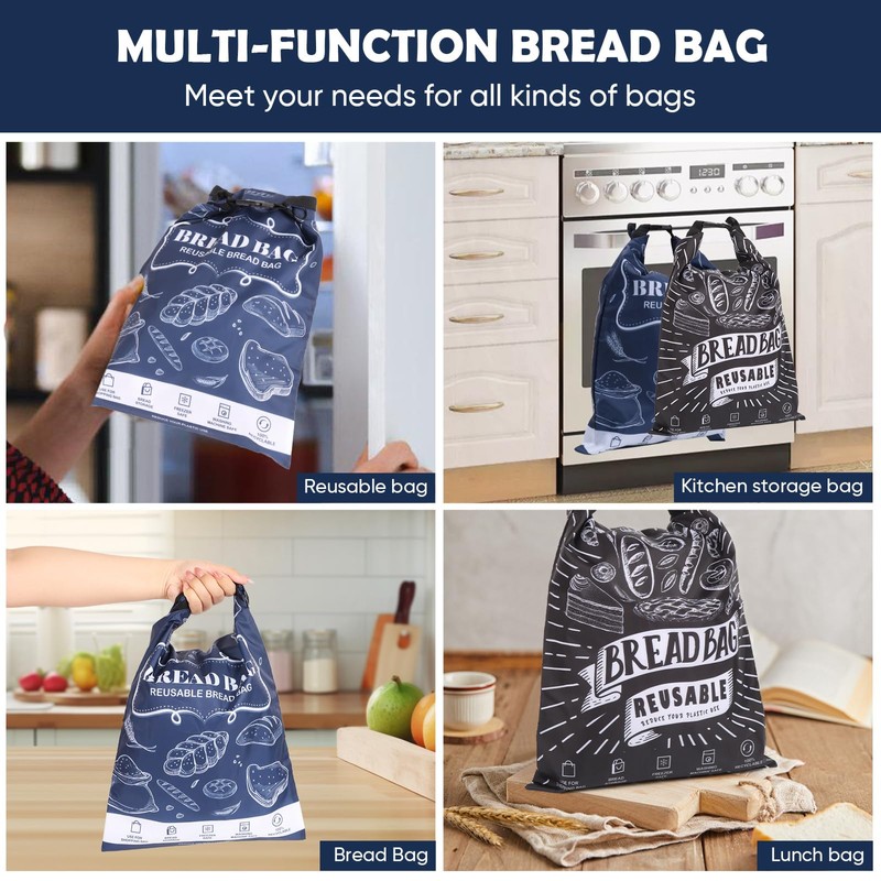 Bread Bag, 2 Packs Reusable Sourdough Storage Bag With Zipper