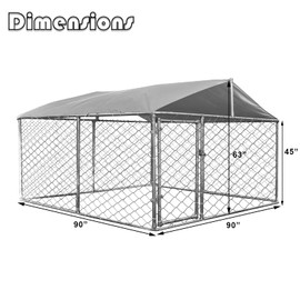 MAGIC UNION Outdoor Dog Kennel with Roof Dog Enclosures for Outside Dog Runner for Yard Outdoor Pet Enclosure Kennel Fence Dog Cage in Backyard with Water-Resistant Cover