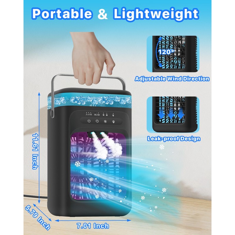 Portable Air Conditioner, 4-in-1 Evaporative Air Cooler, Personal Cooling Fan