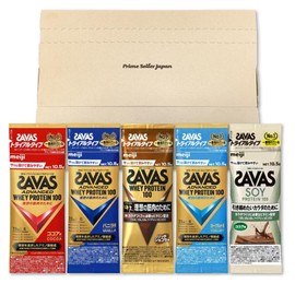 ザバス プロテイン100 5種セット トライアルタイプ (ココア バニラ リッチショコラ ヨーグルト ソイプロテインココア) 10.5g×5袋セット 各1袋 PSJBOX SAVAS ホエイ ソイ プロテイン お試し アソート 筋トレ 運動