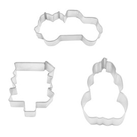 R&M International 5147 Patch Sign, Truck, and Stacked Pumpkins Cookie Cutters, 3-Piece Set, Tinplated Steel