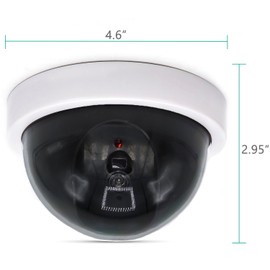 WALI Dummy Fake Security CCTV Dome Camera with Flashing Red LED Light with Security Alert Sticker Decals (SDW-4), 4 Packs, White