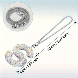 Rhinestone Letter Design Car Pendant, Sparkling Rhinestone Hanging Charm, Lucky Reflective Ornament, Durable Car Interior Accessories, Car Accessory, Car Interior Decoration, Car Decals, Car Interior Decorative:_X_one-size