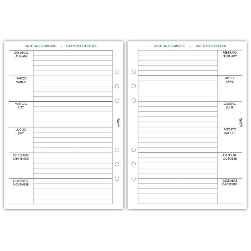 Agendepoint.it - Replacement Weekly Calendar BI-LINGUA 15 x 21 cm