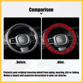 REPAIROCK Steering Wheel Cover Universal Elastic Stretch Antislip Breathable Microfiber Ice Silk Interior Trim Wheel Protector for Car Truck SUV Red Auto Replacement Parts