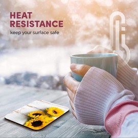 Great Single Coaster Square - Sunflower Pretty Yellow Flowers |Glossy Quality Coasters | Tabletop Protection for Any Table Type #14826