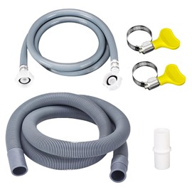 Washing Machine Hose Kit Universal 2.5m Cold Water Inlet Pipe and 1m Drain Hose Extension for Washing Machine Dishwasher Waste Pipe Extension