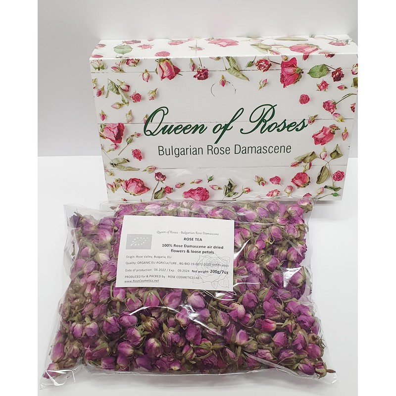 RoseCosmeticsnet ORGANIC DRIED ROSE BUDS BULGARIAN ROSE DAMASCENE TEA, 200g