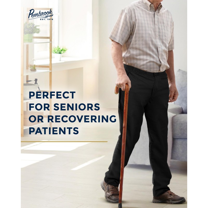 Pembrook Mens Elastic Waist Pants for Seniors with Zipper and