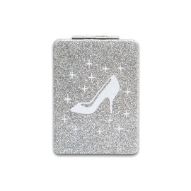 12 Pcs Sweet 15 High Heel Gold Compact Mirror Square Glitter Pu Leather Makeup Mirror Recuerdos De Mis Años Birthday Party Favors for Girl (Silver)
