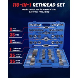 EilxMag 110PCS Tap and Die Set, Metric Tap and Die Rethreading Kit, Thread Chaser Set for Cutting External and Internal Threads,Metric Size M3 to M16 with Storage Case (Pakage)