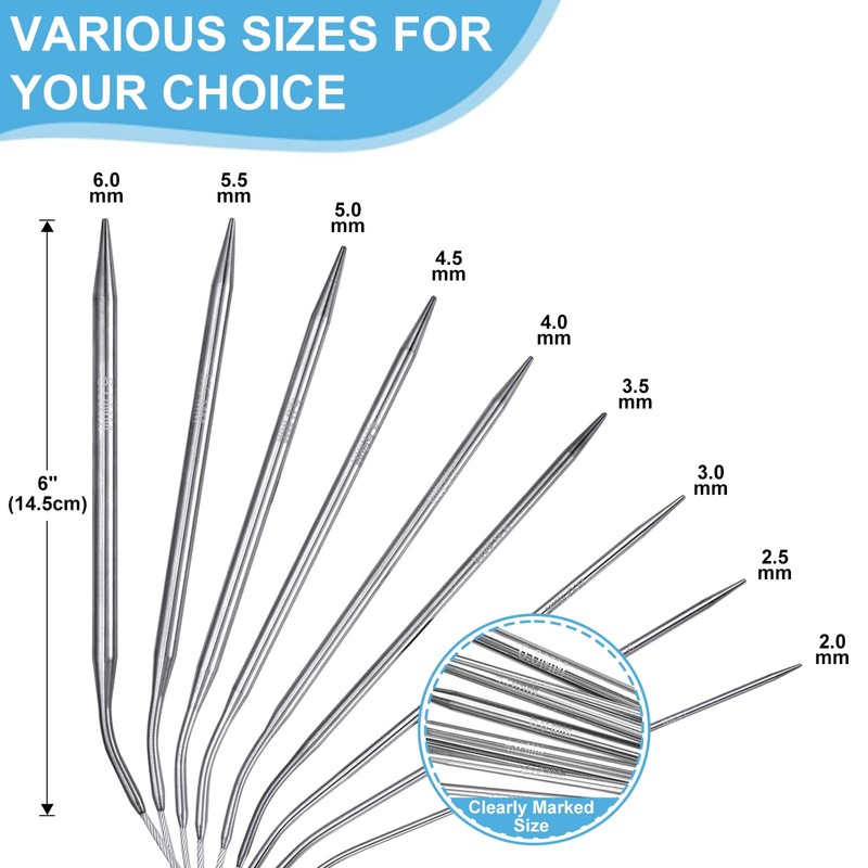 Circular Knitting Needle 9-Piece Set 80cm 9 Sizes Stainless Steel