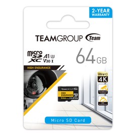 TEAMGROUP HIGH Endurance 64GB x 5 Pack Micro SDXC UHS-I U3 V30 4K 100MB/s (Designed for Monitoring) Stable Durable Long Lasting Flash Memory Card, Support 4K & Full HD Video Recording THUSDX64GIV3068