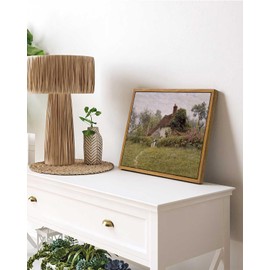 InSimSea Framed Canvas Wall Art Vintage Decor, Landscape Wall Art Prints, Old Cottages Countryside Landscape Wall Art, Rustic Farmhouse Wall Decor for Bedroom Living Room, Retro Room Decor, 9"x11"