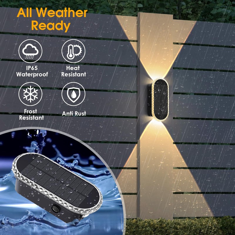 LIANGLOME 8PK Solar Fence Lights Outdoor - Solar Outdoor Light