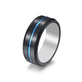 hecere Waterproof Tungsten Steel NFC Forum Type 2 215 496 Bytes Chip Universal for Mobile Phone All-Round Sensing Technology Wearable Smart Ring（Black Blue Tungsten NFC ring-17mm）