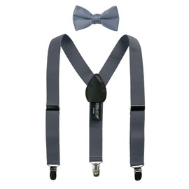 Spring Notion Boys' Suspenders and Solid Color Bowtie Set Charcoal Small
