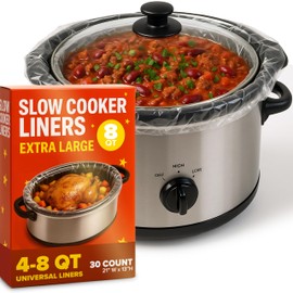 30 Count Large Slow Cooker Liners, 8qt Disposable Slow Cooker Liners for Oval Pots, Premium Rip-Resistant Cooking Bag for Heavy Duty Food, 8 Quart Slow Cooker Liner with Gusset