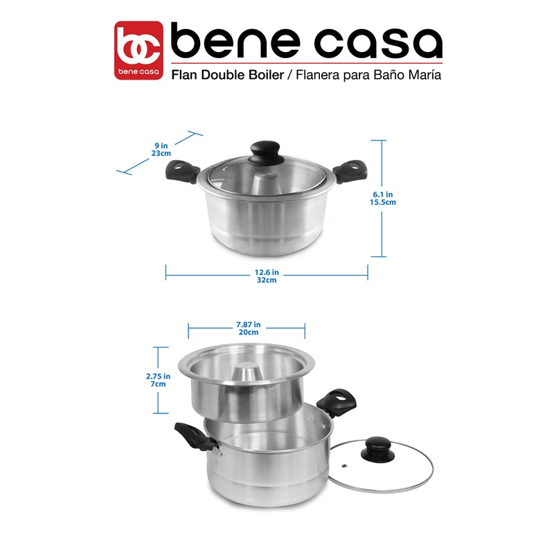 Bene Casa - Aluminum Flan Mold Double Boiler with Glass