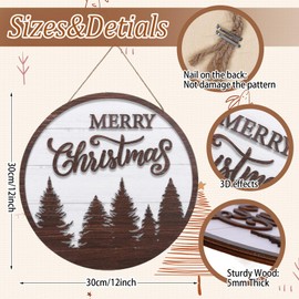 JarThenaAMCS Merry Christmas Welcome Door Sign Forest 3D Wooden Hanging Sign Woodland Front Door Hanger for Xmas Winter Indoor Outdoor Farmhouse Home Porch Window Decor