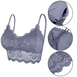 Duufin Pack of 5 Lace Bras, Bralette, Lace, Padded, for Women and Girls, 5 Colours - L-XL