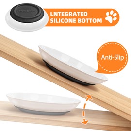 STNFAREBI Cat Food Bowls 4 Pack, 6 inch Wide Shallow Cat Food Bowl Set, Non-Slip Silicone Bottom, Shallow Wide Kitten Plates for Food, Microwave and Dishwasher Safe (4 Pack)