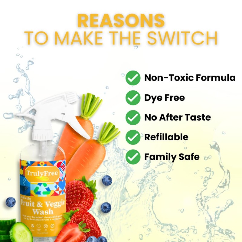 Truly Free Fruit and Vegetable Wash - Veggie Wash Removes