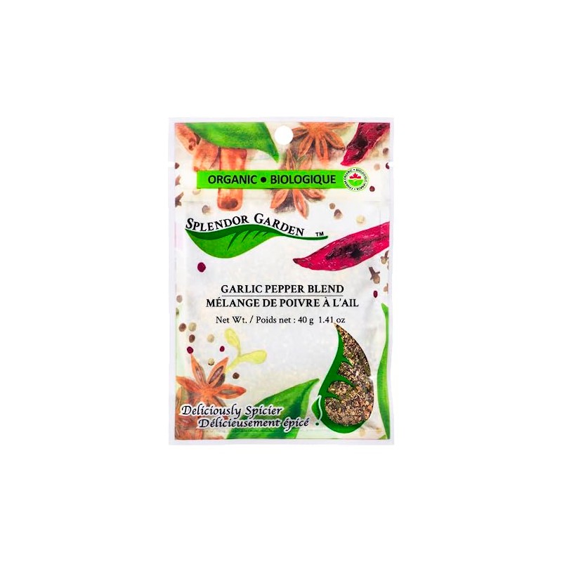 Splendor Garden Organic Garlic Pepper Blend - 40 g