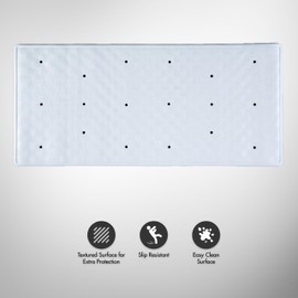 AQUALONA® Bath Mat, Anti-Mould Non-Slip Bathtub Mat – Textured Surface, Suction Cups – Roman, White 74 x 34cm