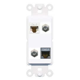 Wall Plate City [4 Ports] CAT6 CAT7 2 COAX Port Wall Plate Rocker White